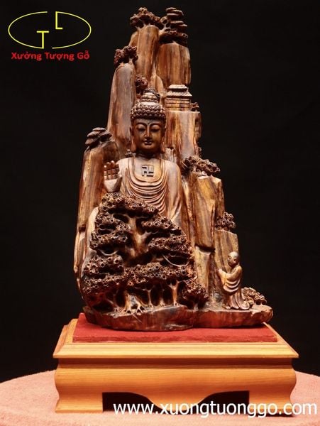 Nhất tâm bái Phật gỗ sưa