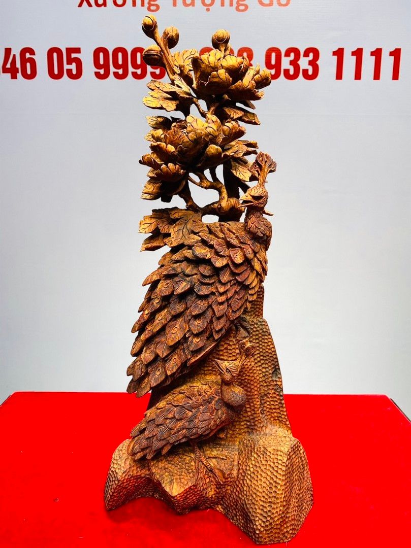 Đôi Chim Công Gỗ Sưa