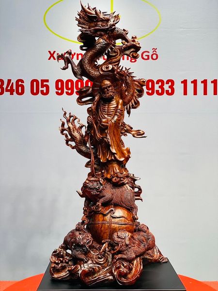 Đạt Ma Hàng Long Tam Nghê Vờn Cầu Gỗ Trắc