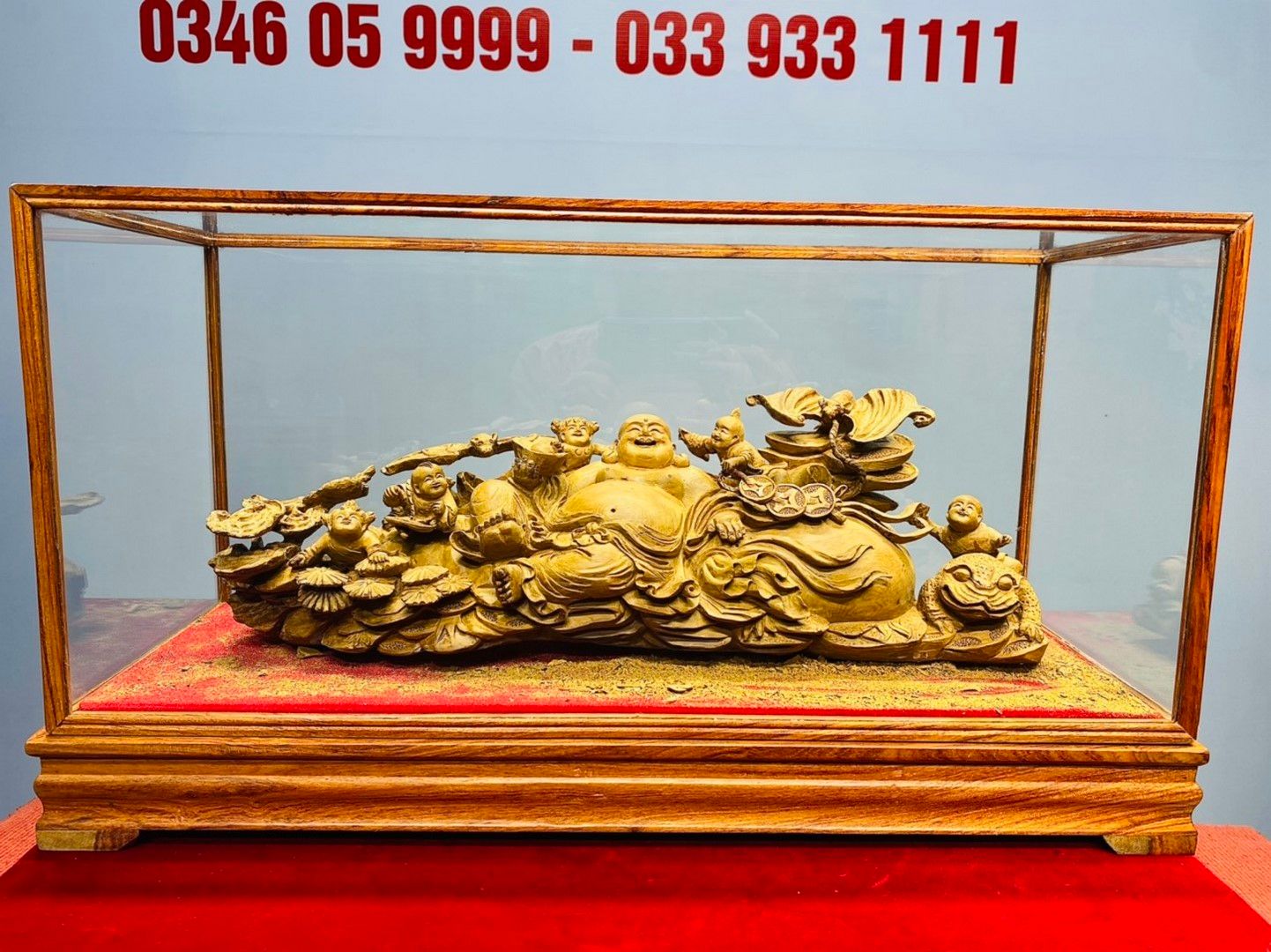 Di Lạc Ngũ Tiểu Ngồi Bao Tiền Gỗ Hoàng Đàn