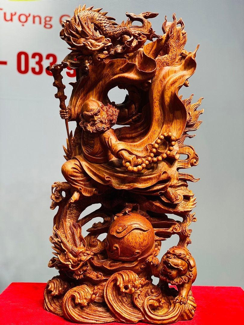 Đạt Ma Hàng Song Long Phục Nghê Gỗ Hương