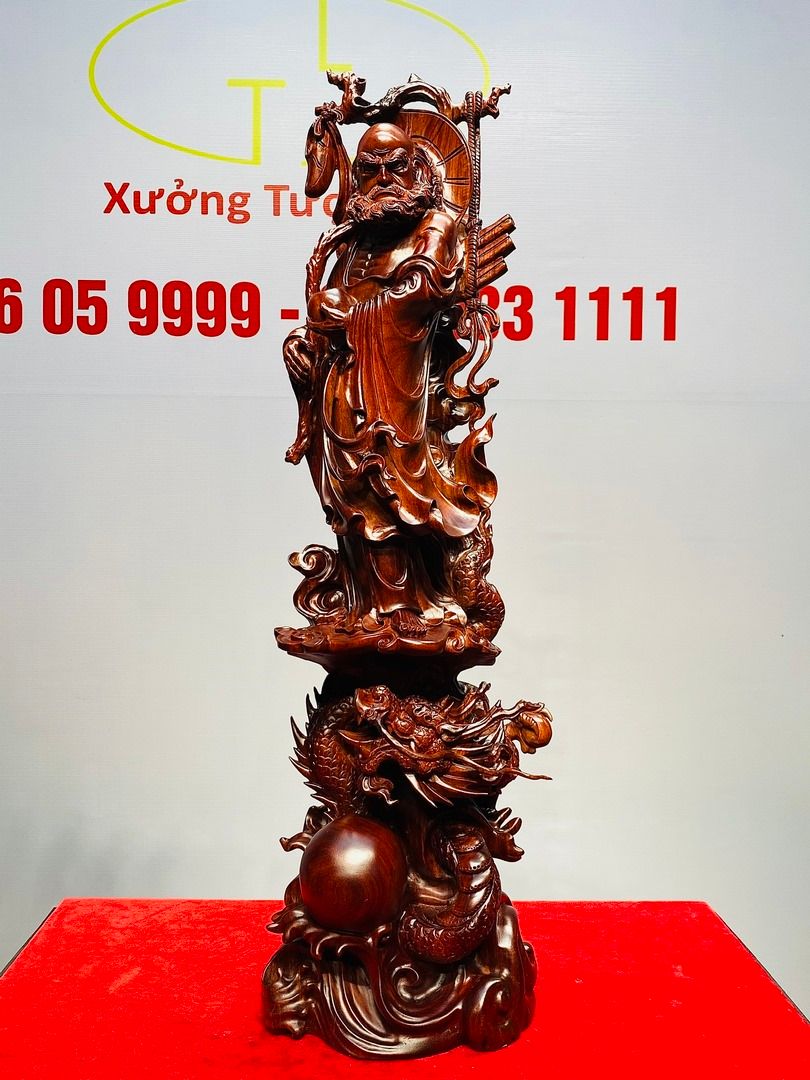 Đạt Ma Khất Thực Đứng Rồng Nhất Ngọc Gỗ Tử Đàn