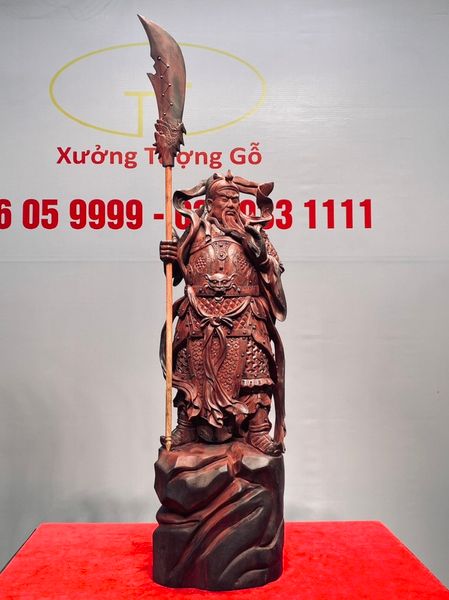 Quan Công Chống Đao Gỗ Tử Đàn