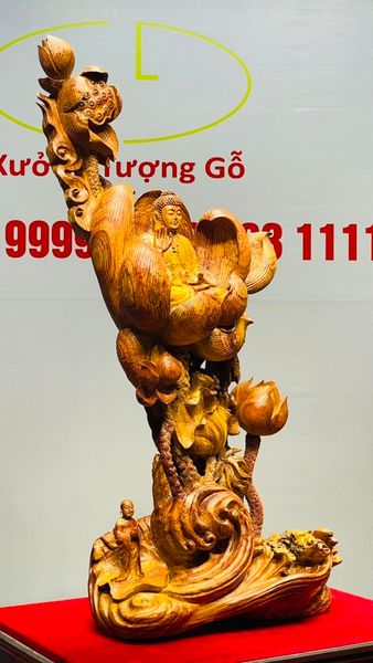 Phật Toạ Đài Sen Gỗ Hương