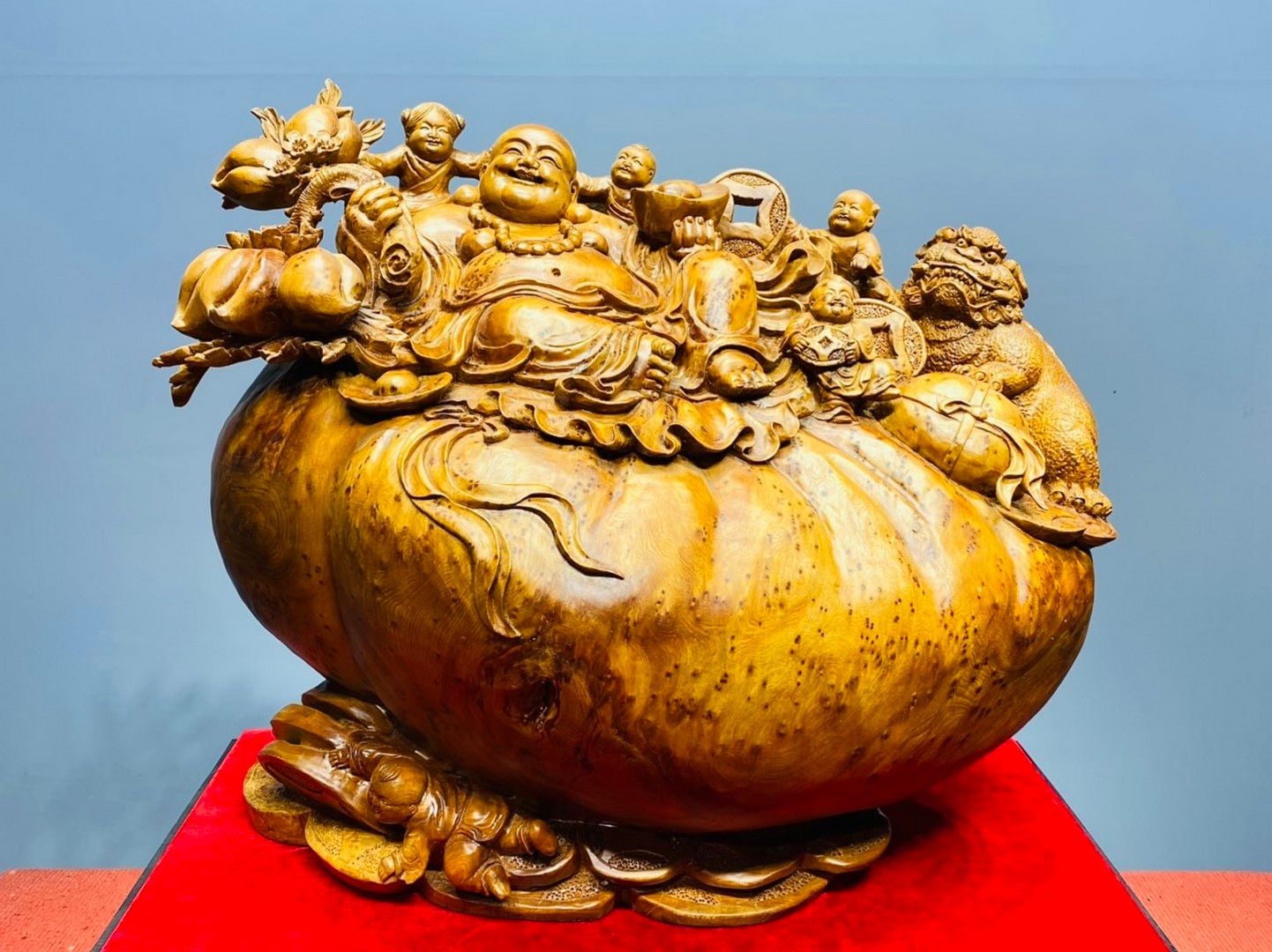 Di Lạc Ngũ Tiểu Nhất Nghê Ngồi Bao Tiền Gỗ Nu Ngọc Am