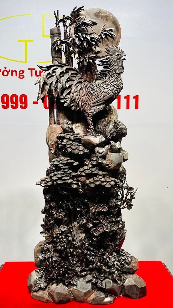 Gia Đình Gà Tứ Quý Bốn Mùa Gỗ Tử Đàn