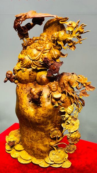 Di Lạc Ngũ Tiểu Ngồi Bao Tiền Gỗ Nu Hương