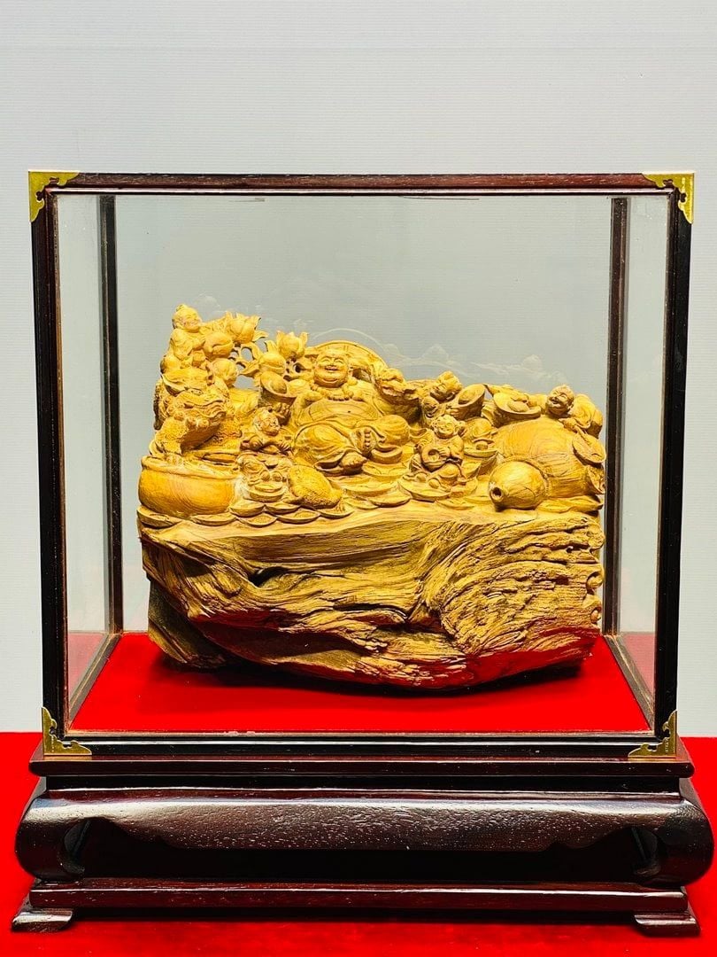 Di Lạc Vác Cành Đào Ngũ Tiểu Gỗ Hoàng Đàn