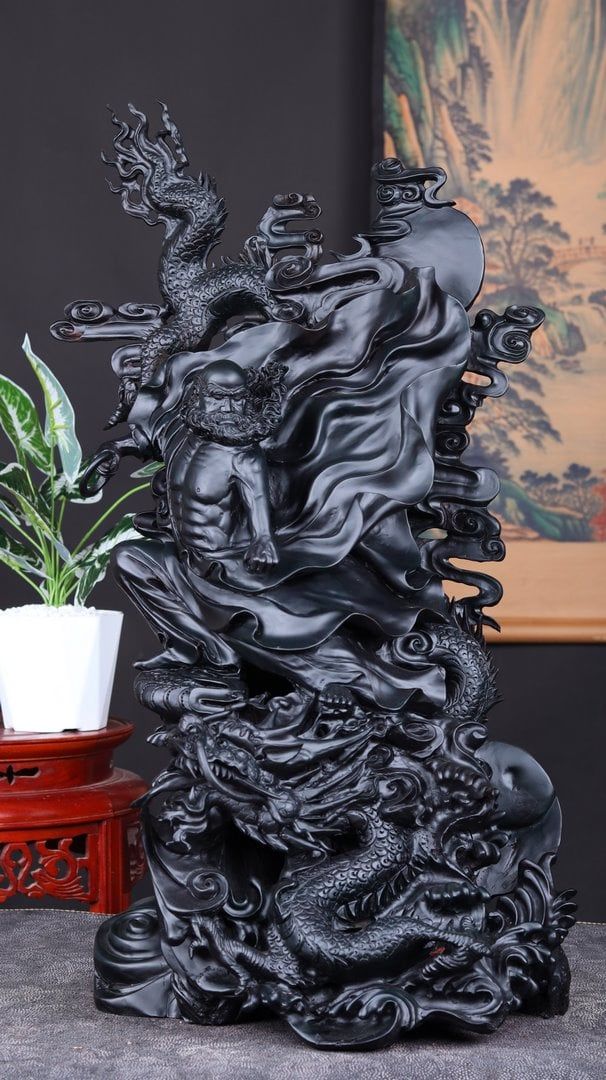 Đạt Ma Phục Long Gỗ Mun Sừng