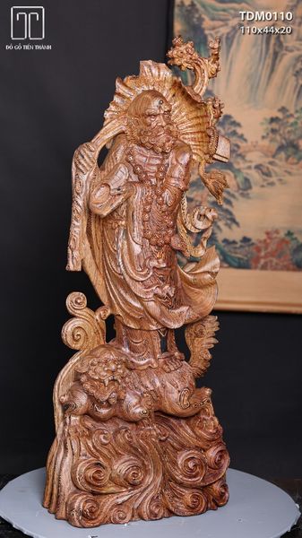 Đạt Ma Đứng Nghê Quá Hải Gỗ Mun Đuôi Công