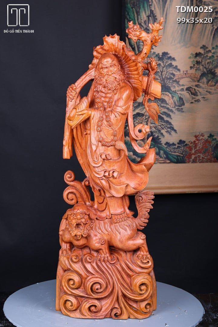 Đạt Ma Đứng Nghê Quá Hải Gỗ Hương