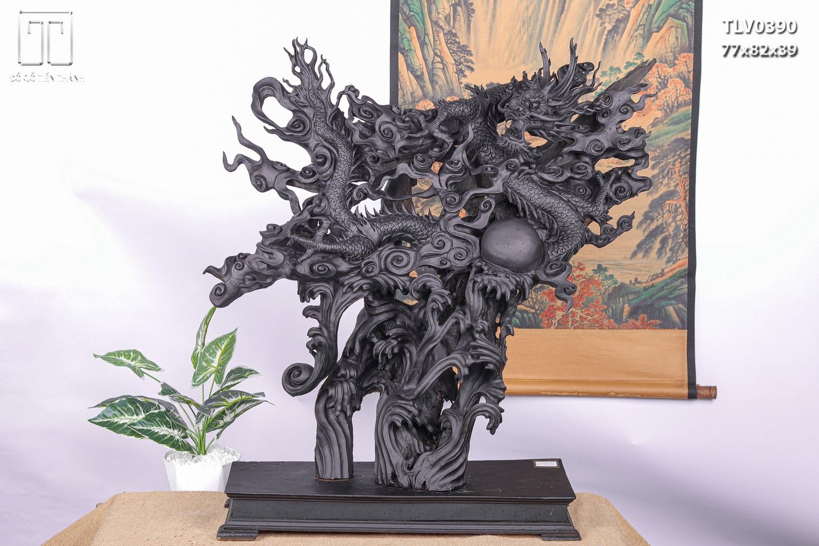 Nhất Long Vờn Ngọc Gỗ Mun Sừng Khánh Hoà