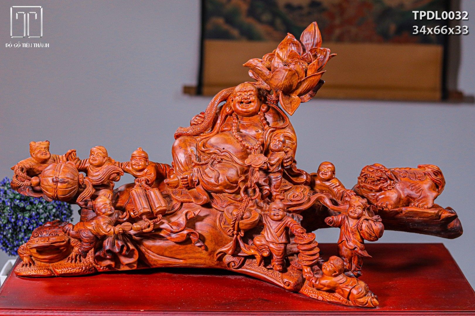 Di Lạc Vác Cành Sen Cửu Tiểu Gỗ Sưa