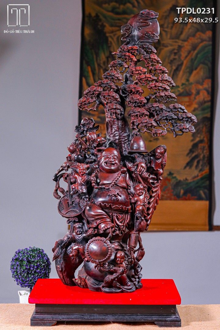 Di Lạc Ngũ Tiểu Đứng Tùng Gỗ Trắc