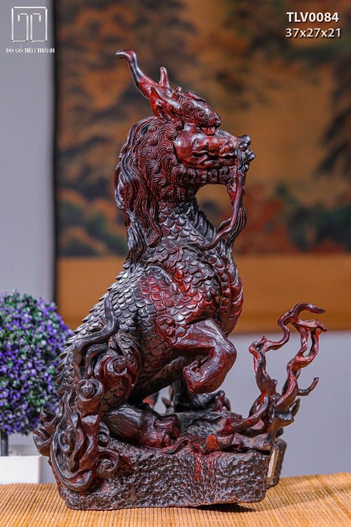 Hoả Kỳ Lân Gỗ Trắc Đỏ Đen