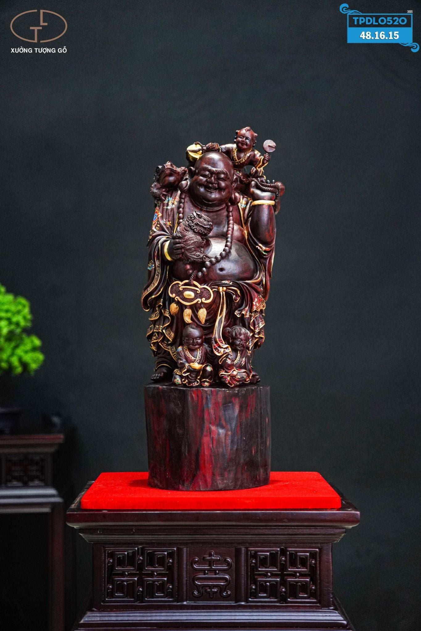 Di lặc dát vàng tử đàn ấn