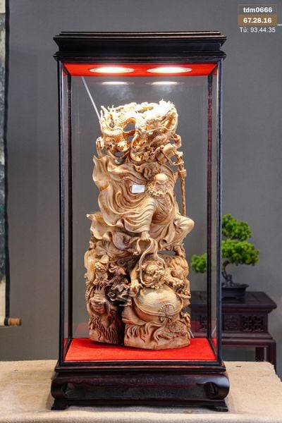Tượng Đạt Ma Hàng Long Phục Lân Gỗ Hoàng Đàn Tuyết Lạng Sơn