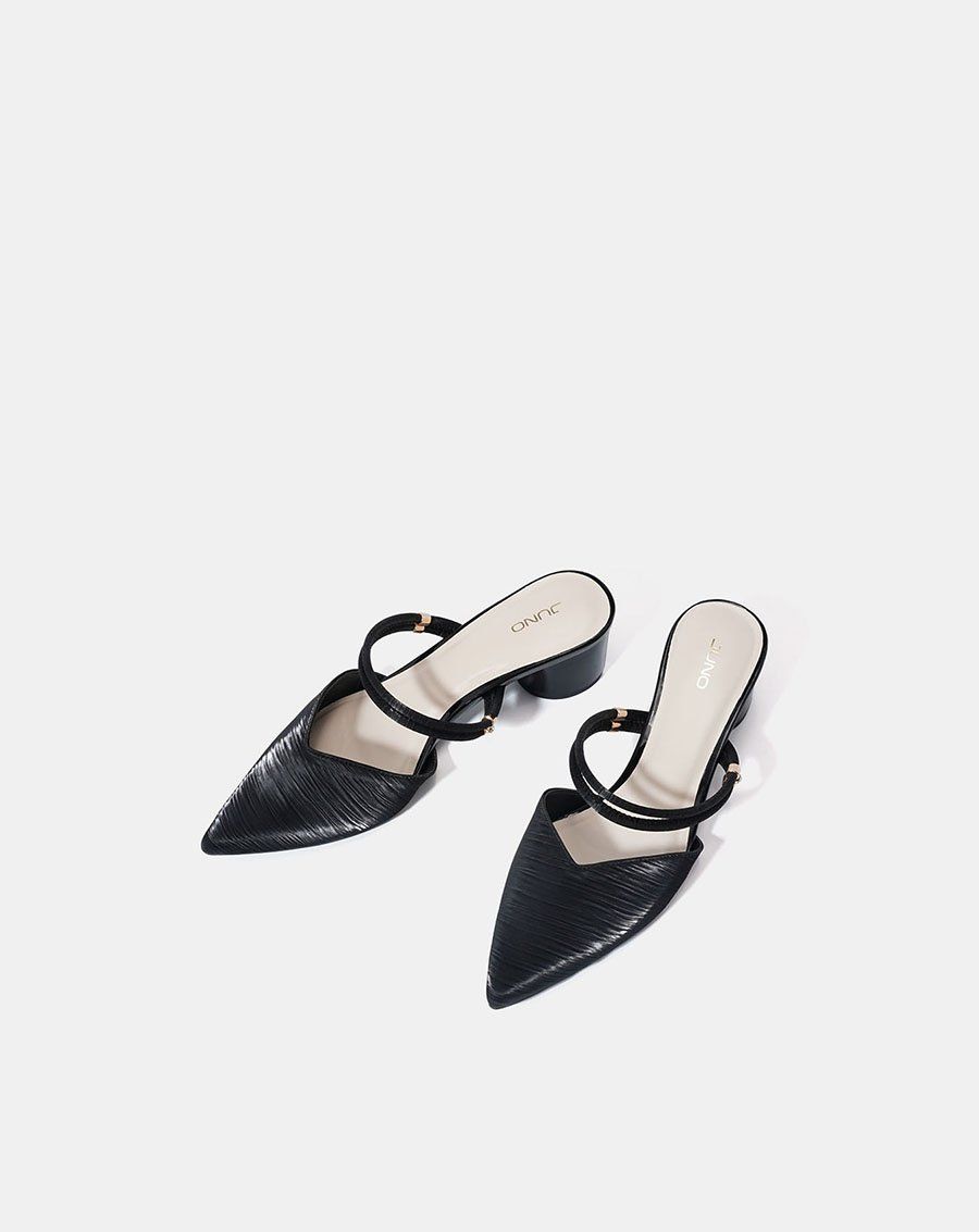  Giày mules mũi nhọn gót trụ 