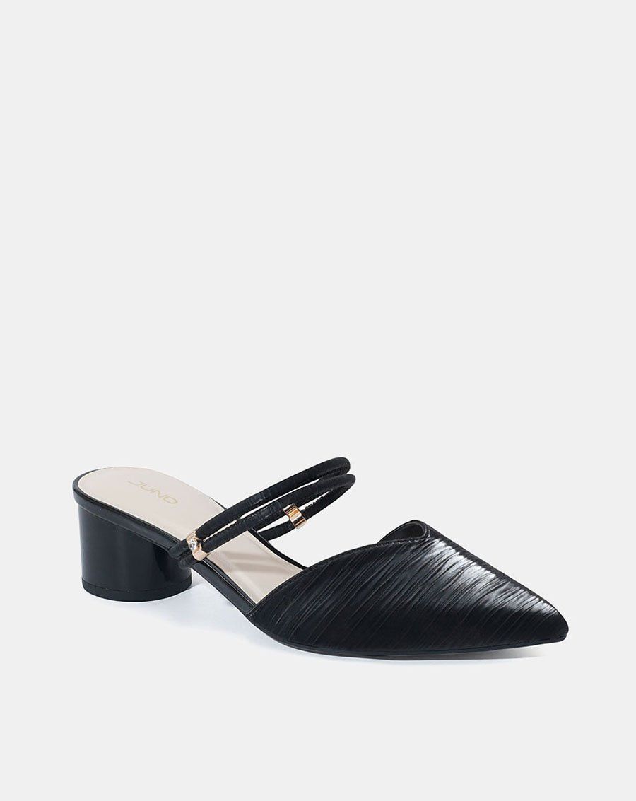  Giày mules mũi nhọn gót trụ 