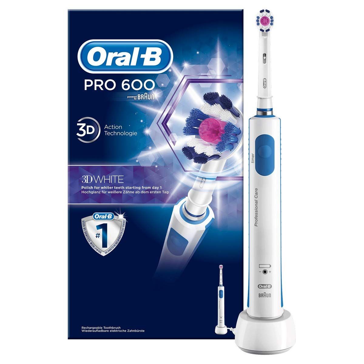 Bàn chải đánh răng điện Braun Oral-B Pro 600 3D White - Made in Germany