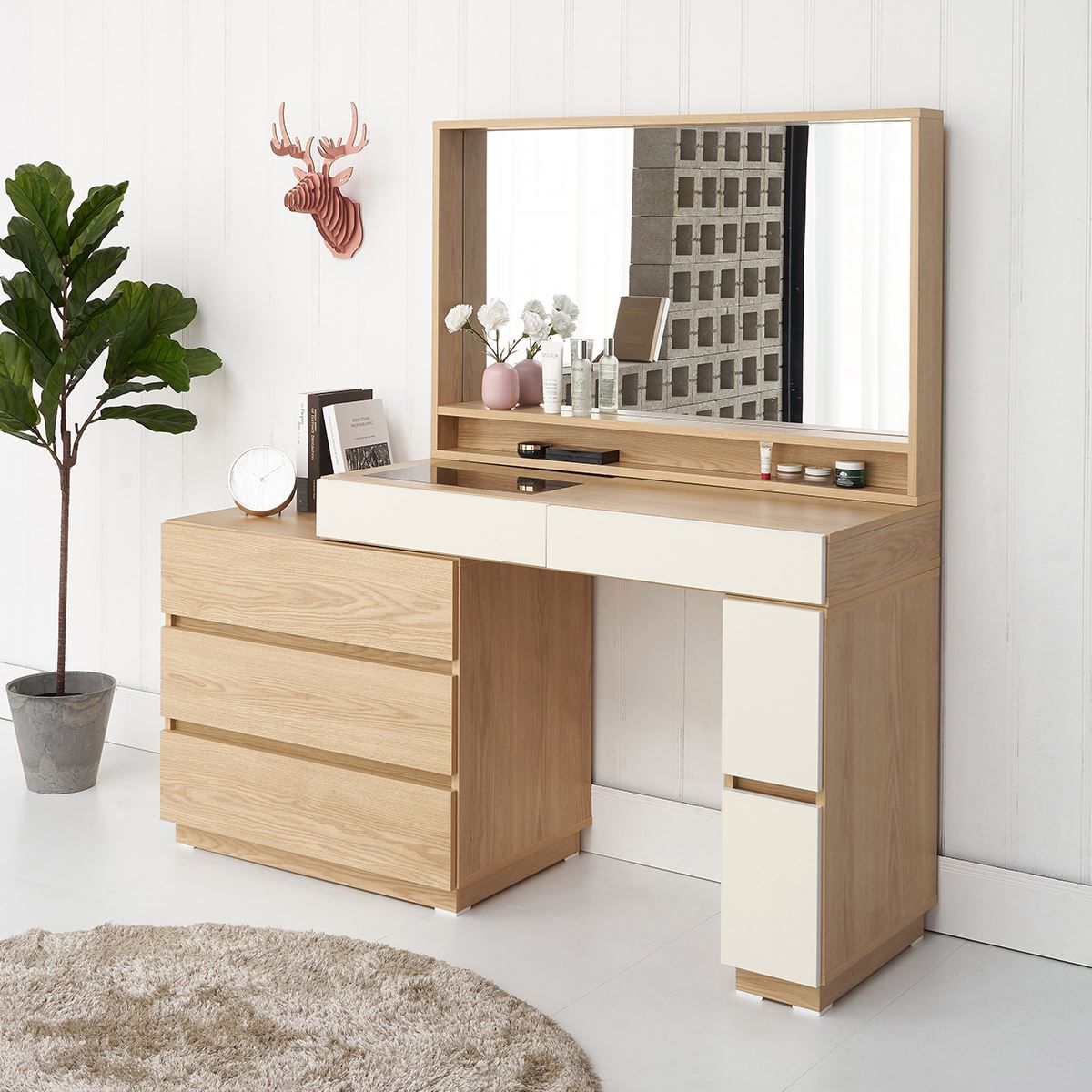 DT012 - BÀN TRANG ĐIỂM SCANDINAVIAN KÈM GƯƠNG L800 – Dongsuh Furniture