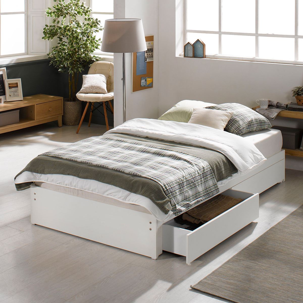 DB004 - GIƯỜNG NGỦ GỖ SIZE SS CÓ NGĂN KÉO