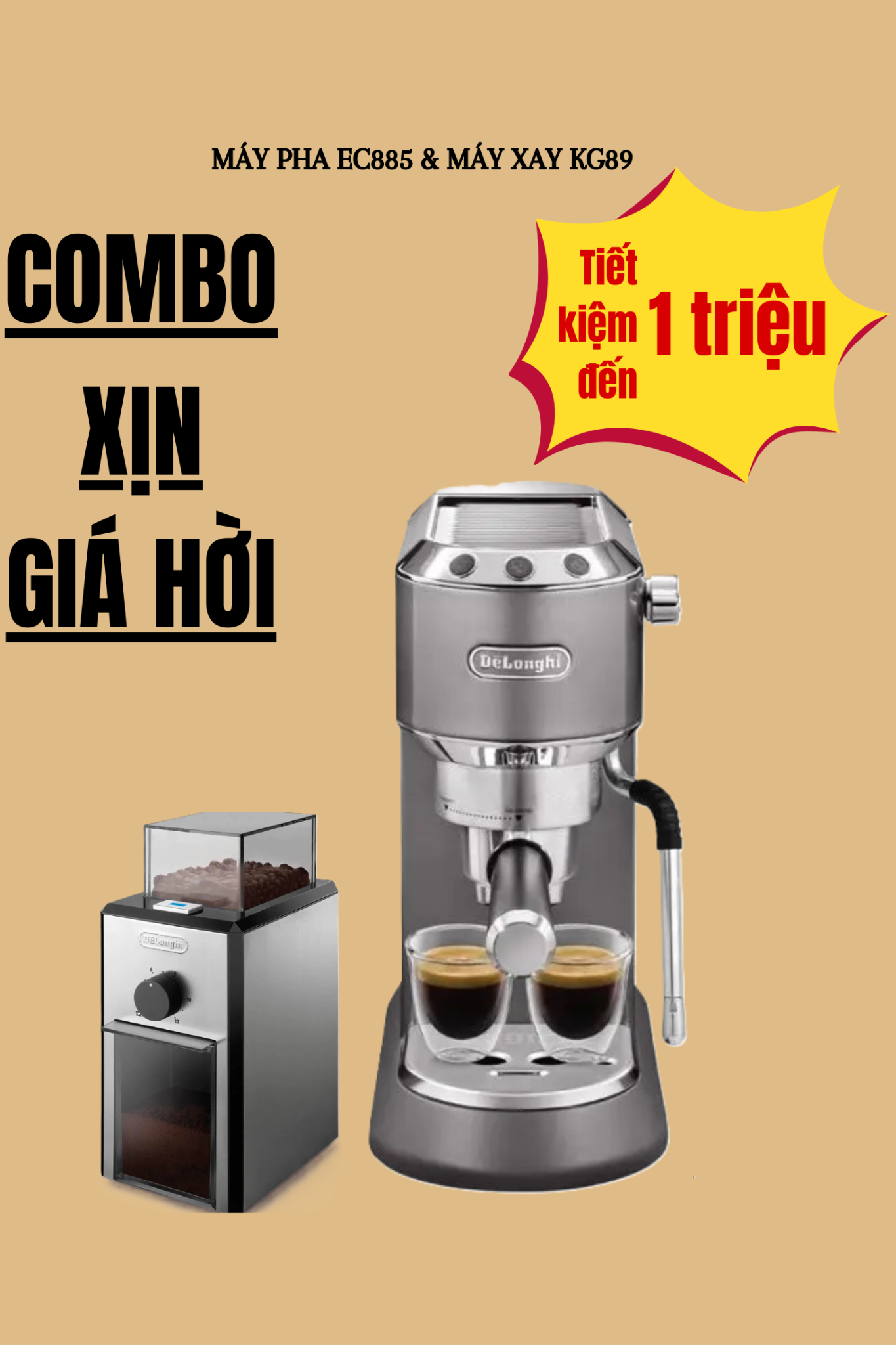  [CHÍNH HÃNG] Máy pha cà phê Delonghi EC785 - Coffee Maker Delonghi Dedica Metallics EC 785 
