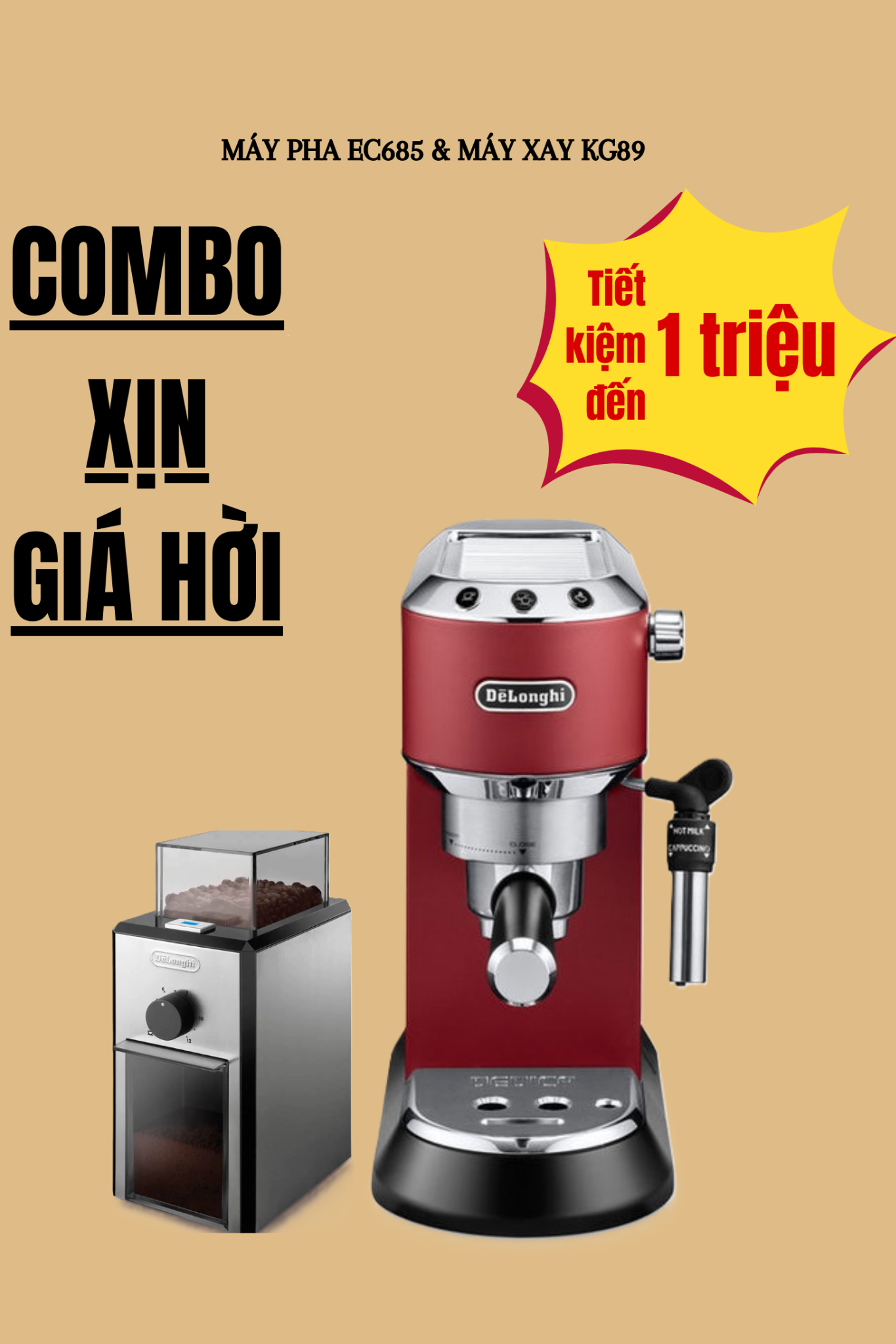 [CHÍNH HÃNG] Máy pha cà phê Delonghi EC785 - Coffee Maker Delonghi Dedica Metallics EC 785 