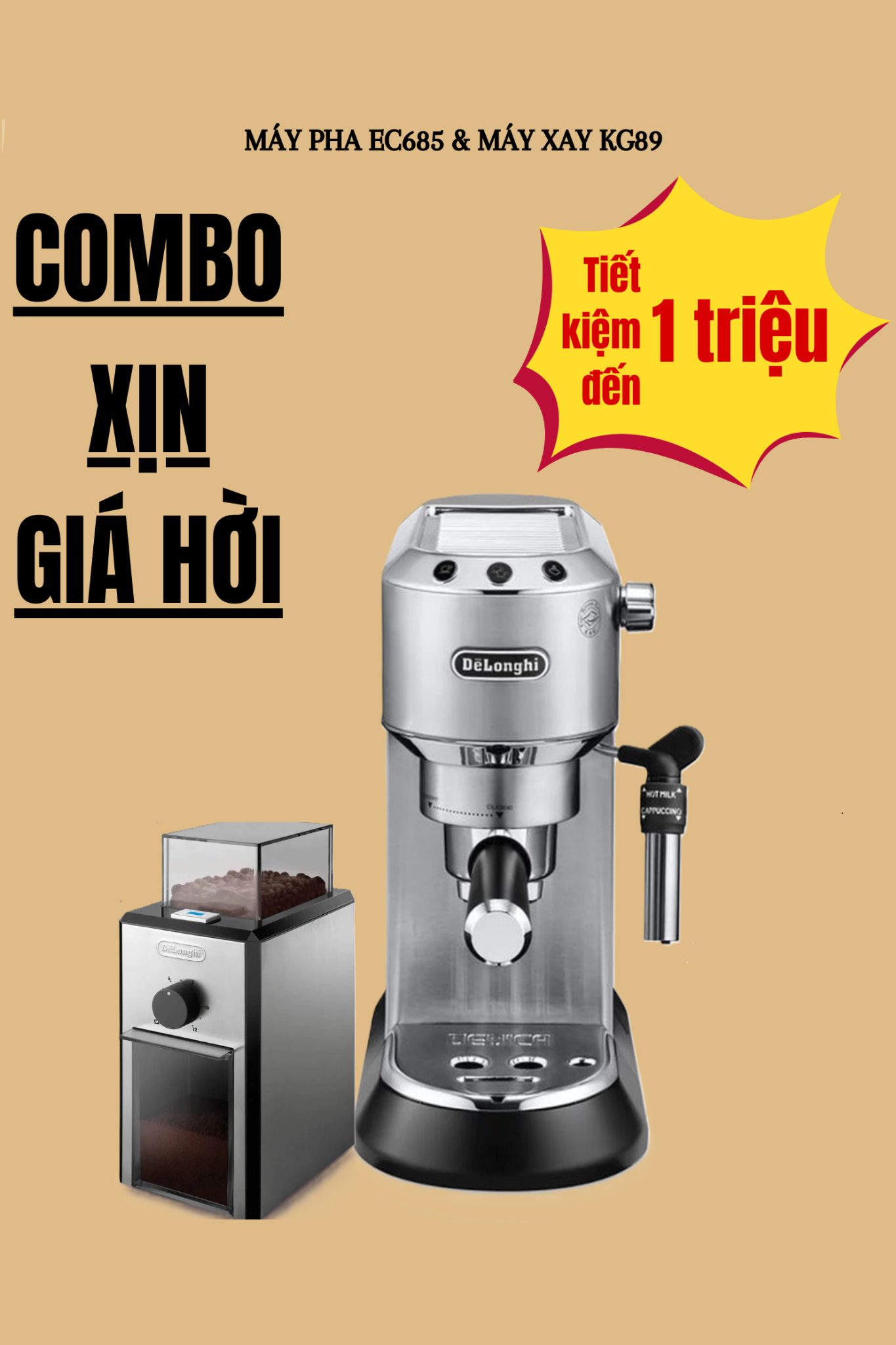  [CHÍNH HÃNG] Máy pha cà phê Delonghi EC785 - Coffee Maker Delonghi Dedica Metallics EC 785 