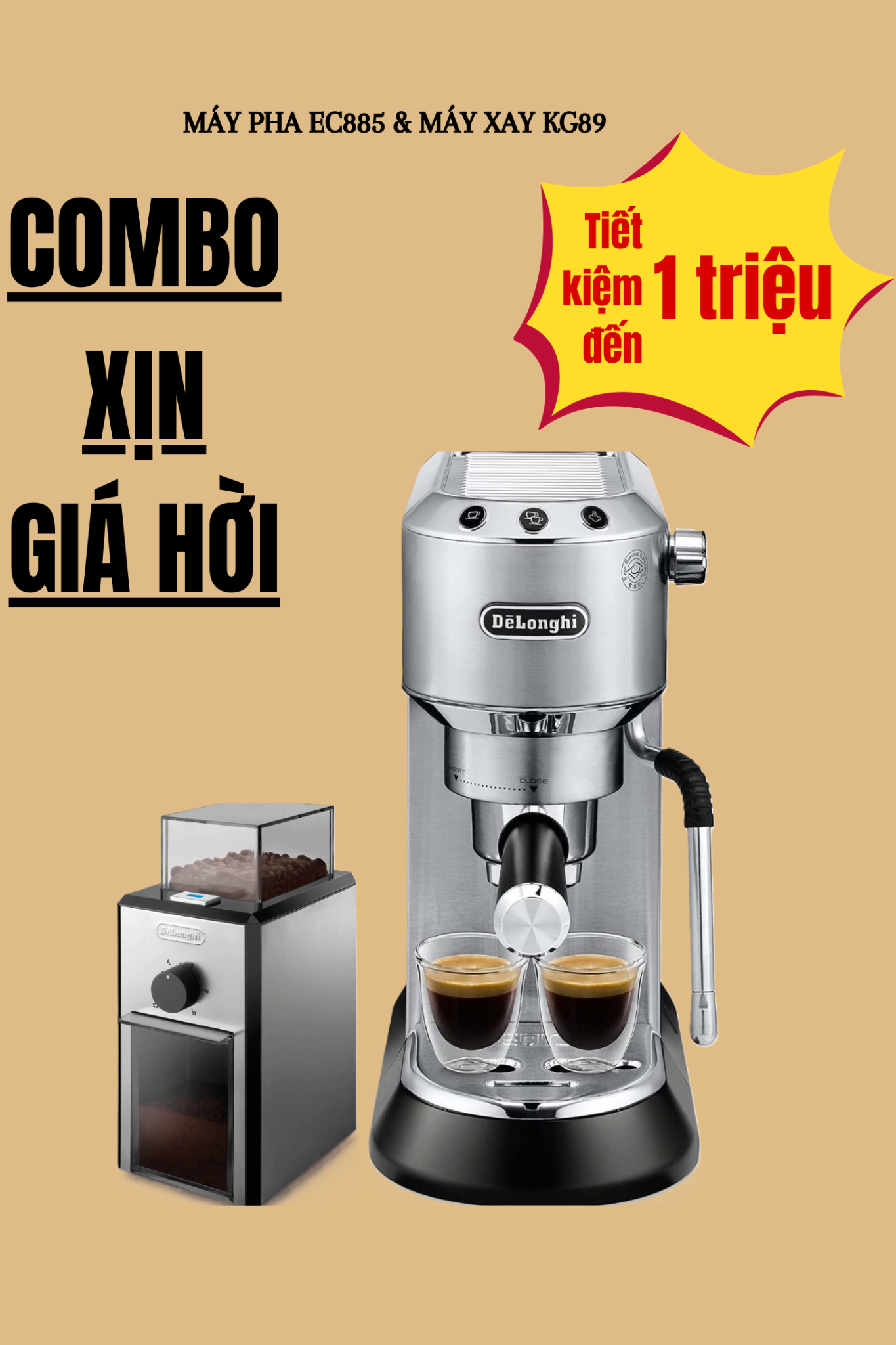  [CHÍNH HÃNG] Máy pha cà phê Delonghi EC785 - Coffee Maker Delonghi Dedica Metallics EC 785 