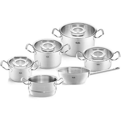  [CHÍNH HÃNG]Bộ nồi Fissler Original Profi 6 món nắp kính có quánh hình nón và xửng hấp - Made in Germany 