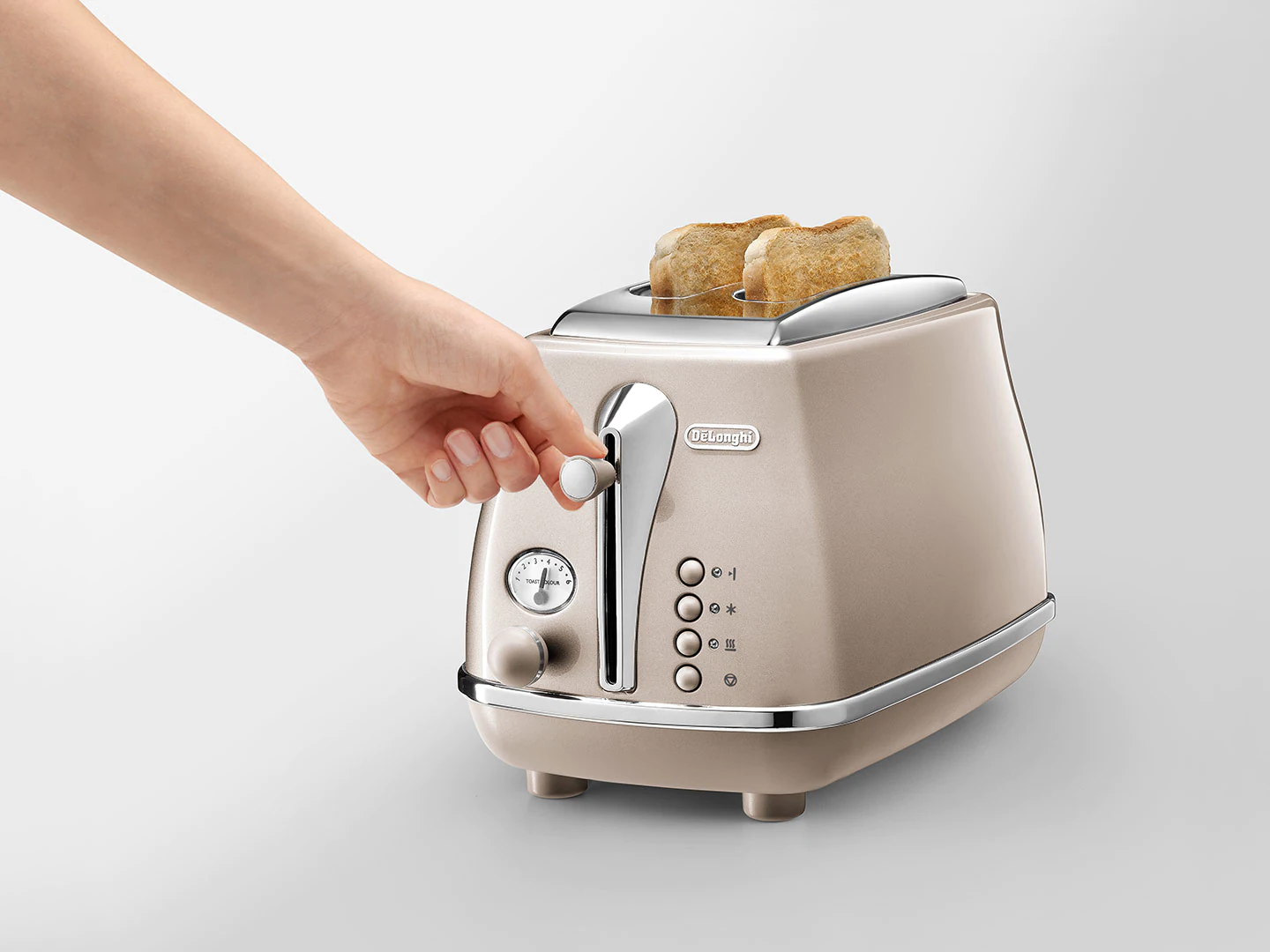  Máy nướng bánh mì Delonghi CTOT2103.BG - Lò nướng bánh mì Delonghi CTOT2103.GY Icona Metallics Toaster 