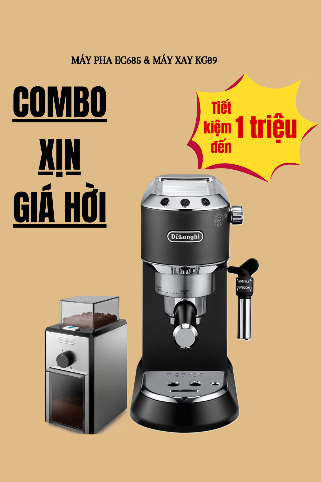  [CHÍNH HÃNG] Máy pha cà phê Delonghi EC785 - Coffee Maker Delonghi Dedica Metallics EC 785 