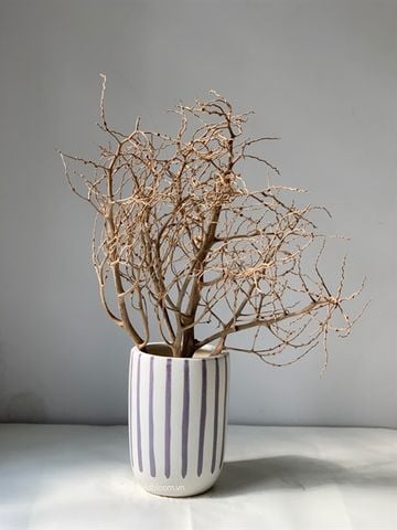 Bình gốm trụ họa tiết sọc xanh tím 38