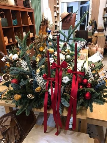 Set hoa Xmas để bàn (2 mặt)