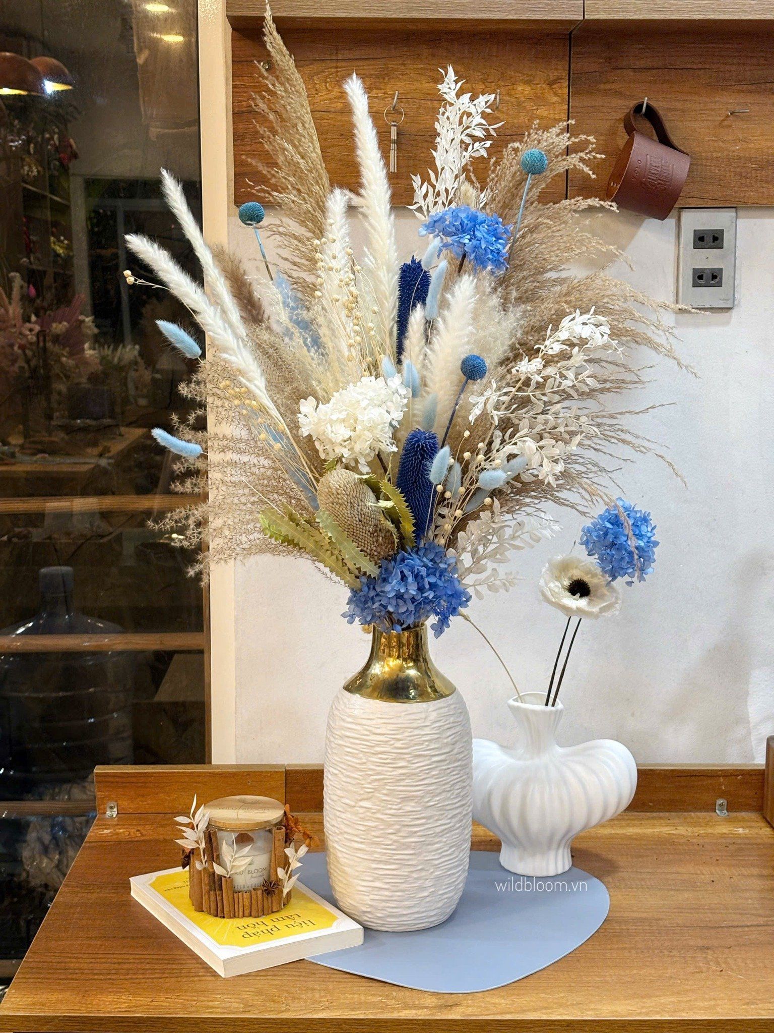 Bình hoa nội thất beige-xanh M130667L