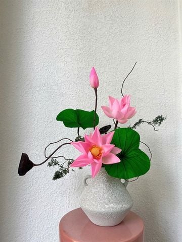 Bình hoa sen tươi bất tử M180019M