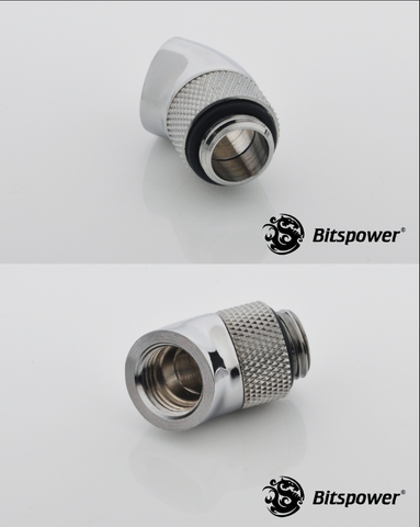 BITSPOWER G1/4'' SHINING SILVER ROTARY 45-DEGREE IG1/4'' EXTENDER