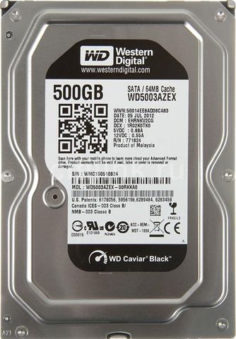 HDD WD BLACK 500GB, 3.5, SATA 3, 64MB CACHE, 7200RPM