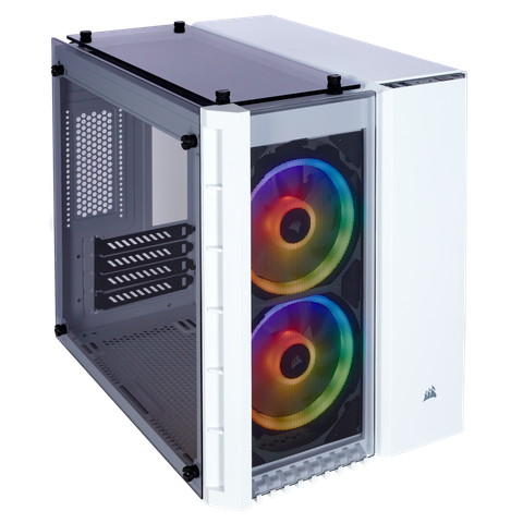 Case CORSAIR CRYSTAL SERIES 280X RGB TEMPERED GLASS MICRO ATX CASE — WHITE