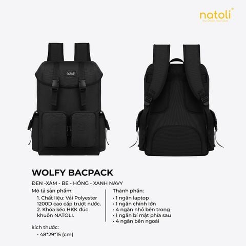 Balo nam nữ đi học NATOLI - WOLFI BACKPACK B7