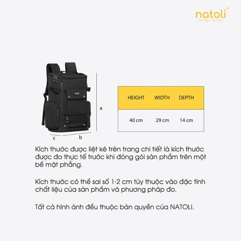 Balo nam chống sốc NATOLI - CORE BACKPACK B9