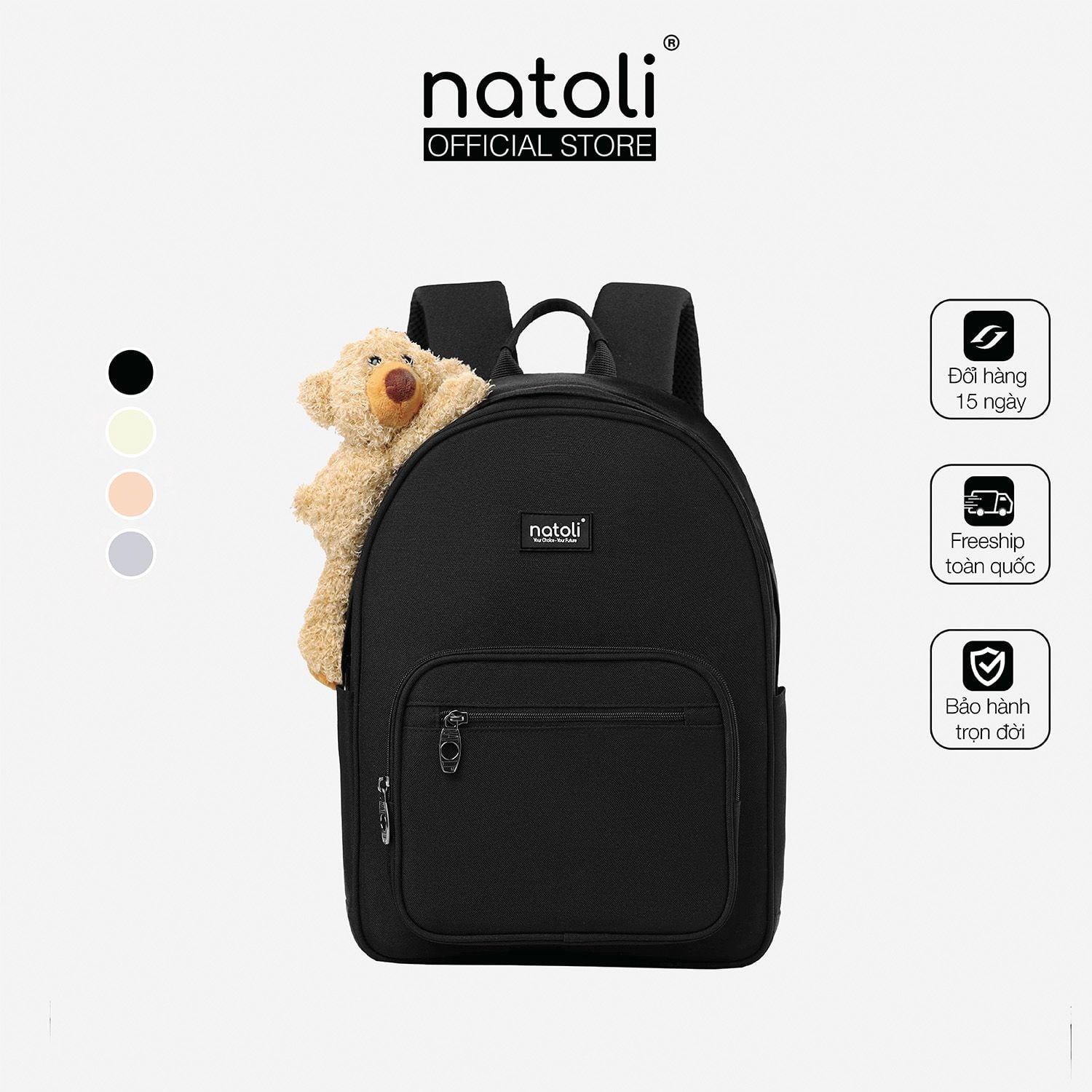 Balo nữ gấu bông NATOLI - Dreamy Teddy Bear School Backpack B16