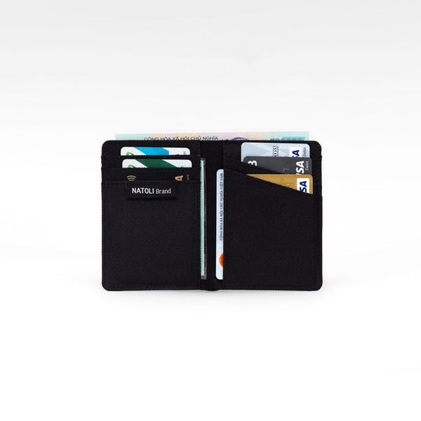 Ví Nam Đứng Xanh lá Đen Mini - Simple Vertical Wallet