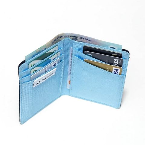 Ví Nam Đứng Màu Đen Xanh Mini - Simple Vertical Wallet