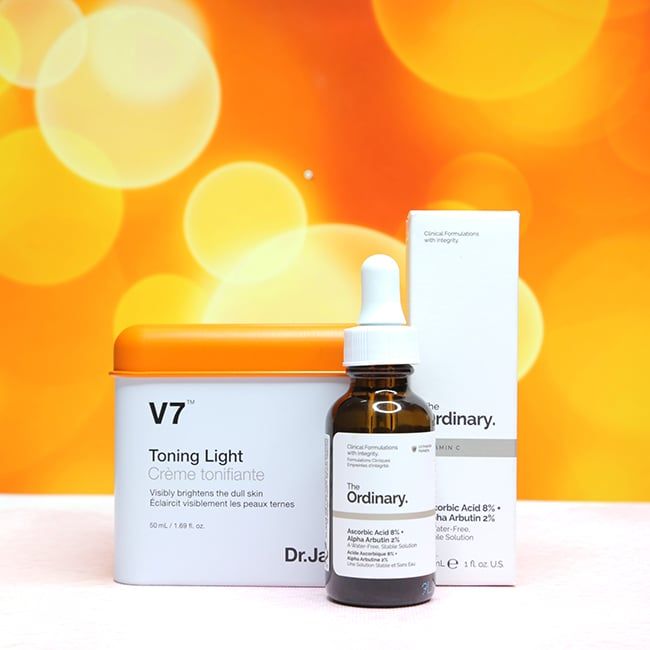 Bộ Dưỡng Trắng Da Mặt The Ordinary & V7