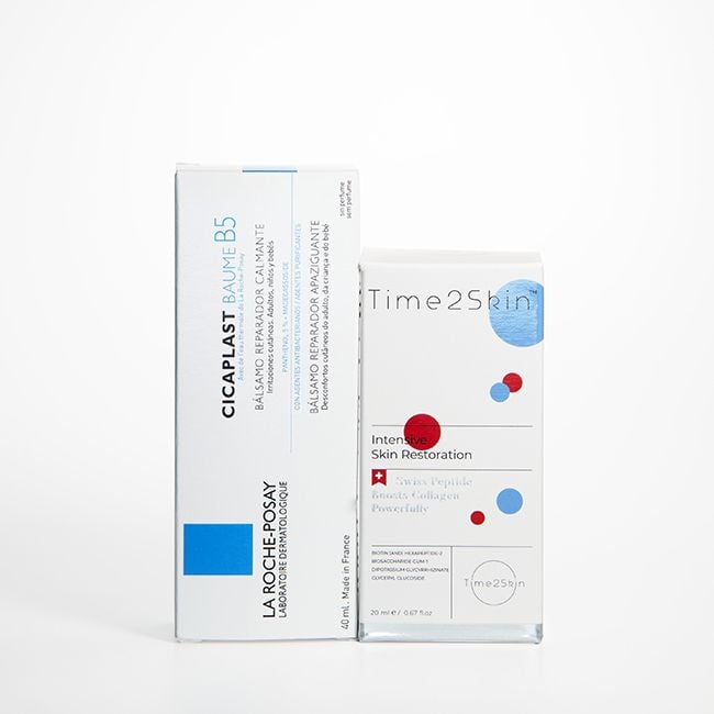 Bộ Dưỡng Ẩm Phục Hồi Da Serum Time2Skin Và Kem B5 La Roche-Posay