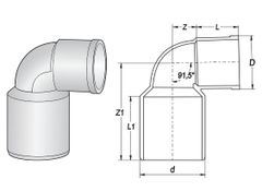 Cút thu 91.5 độ một đầu nối trong