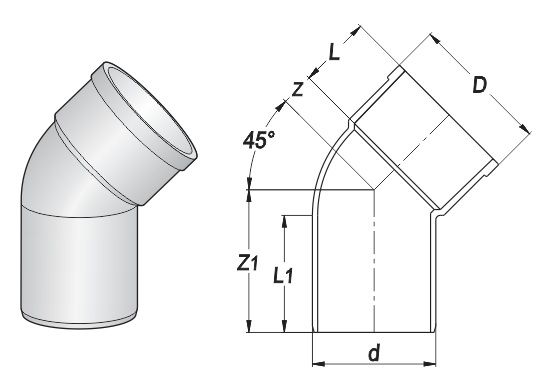 Nối chếch 45 độ một đầu nối trong