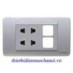 Ổ cắm đôi 2 chấu 16A Sino với 2 lỗ S18AU2/XX